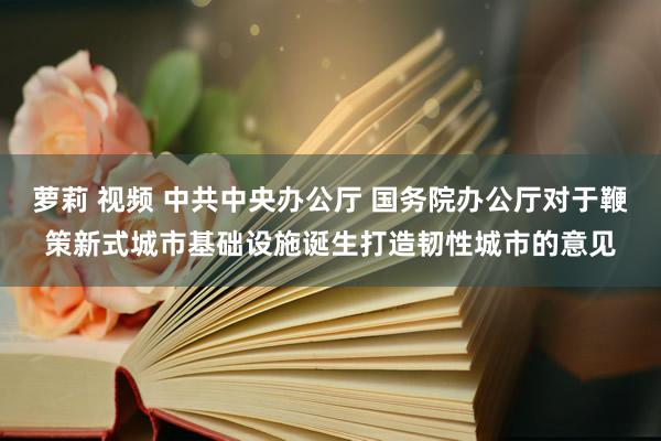 萝莉 视频 中共中央办公厅 国务院办公厅对于鞭策新式城市基础设施诞生打造韧性城市的意见