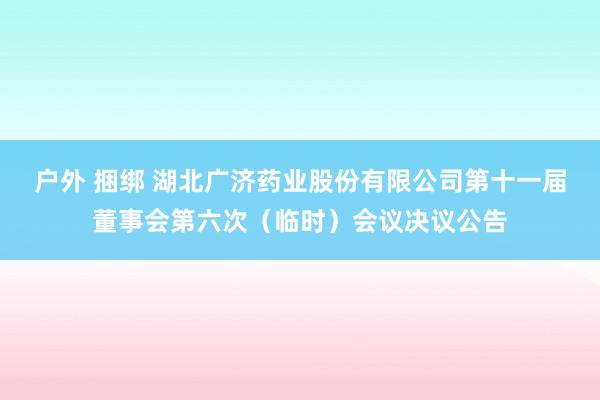 户外 捆绑 湖北广济药业股份有限公司第十一届董事会第六次（临时）会议决议公告