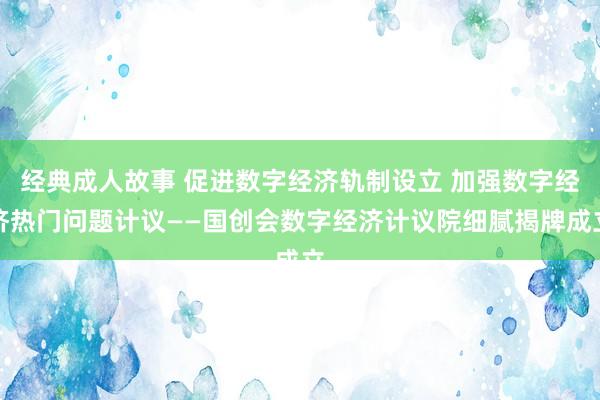 经典成人故事 促进数字经济轨制设立 加强数字经济热门问题计议——国创会数字经济计议院细腻揭牌成立