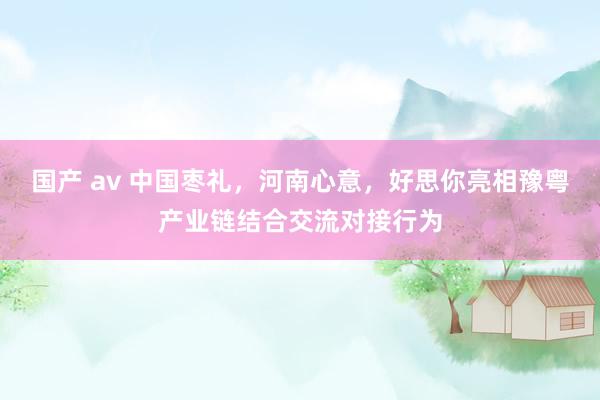 国产 av 中国枣礼，河南心意，好思你亮相豫粤产业链结合交流对接行为